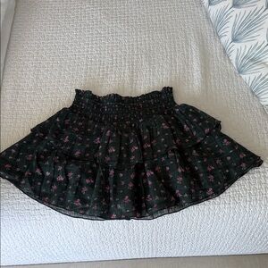 Katie J NYC Black and Pink Floral Mini Skirt